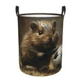 thumbnail image 1 of Easygdp Football Loving Hamster Large Dirty Clothes Hamper, Lightweight Storage Basket, Household Laundry Bag with Handle-Medium, 1 of 6
