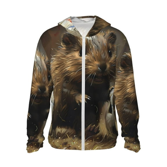 Easygdp Football Loving Hamster Lightweight Long Sleeve Sun Shirt Sports long-Sleeved Sun Protective Clothing, Quick Drying Breathable-Small