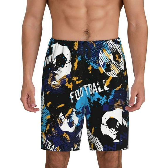 Easygdp Football Men's Short Pajama Pants, Sleep Shorts, Household Pants, Casual Pants with Pockets - 3X-Large