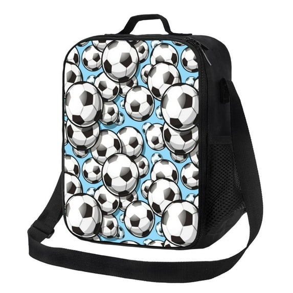 Easygdp Football Soccer Ball Lunch Box Large capacity Lunch Bag Leakproof Cooler Tote Bag Organizer with Adjustable Shoulder Strap