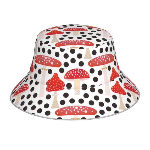 Easygdp Forest Mushrooms Double-Sided Reflective Fisherman Hat,Sun Visor,Casual Hat,Fluorescent Hat,Suitable For Outdoor And Night Walking,Unisex