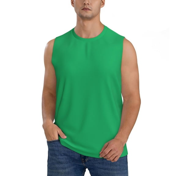 Easygdp Forestgreen Men's Breathable Tank Tops Sleeveless Sporty T Shirts for Basketball, Mountaineering, Bodybuilding -Small
