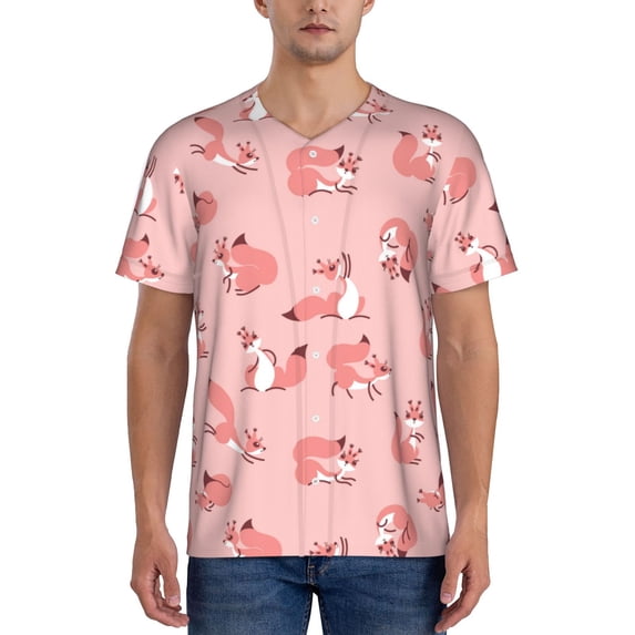 Easygdp Fox Mens T-Shirts Baseball Vintage Fashionable Lightweight Casual Crew Neck Slim Fit with Long Sleeves-Medium