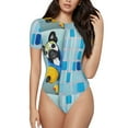 thumbnail image 1 of Easygdp French Bulldog Dog In A Bathtub Women'S Waist-Cinching Short-Sleeved Onesie, Olastic Onesiet,Snaps At Bottom,Easy To Put On And Take Off - Medium, 1 of 9