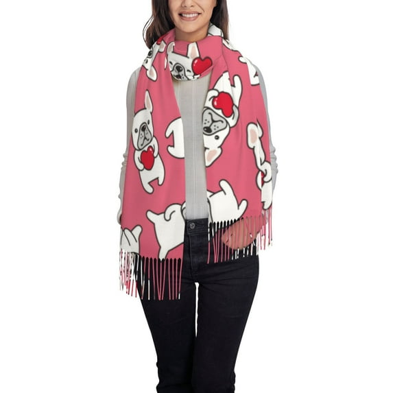 Easygdp French Bulldog Women's Scarf Womens Winter Scarf, Fashion Scarfs for Women, Shawls and Wraps, Long Blanket Scarf