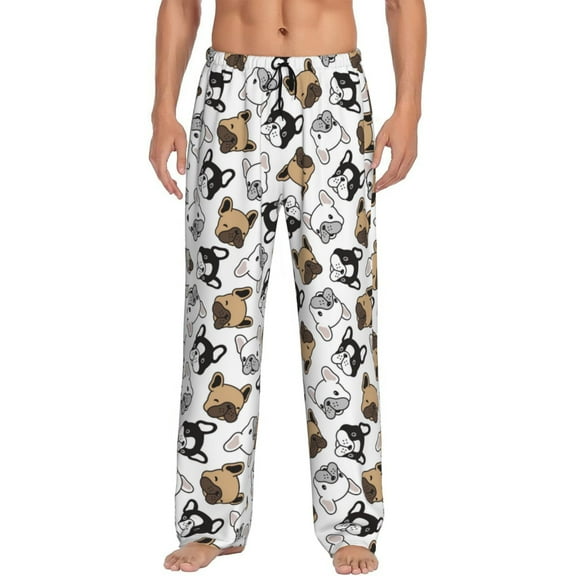 Easygdp French Bulldog3 Men's Pajama Pant, Sleep Elastic Waistband Lounge Pants - Small