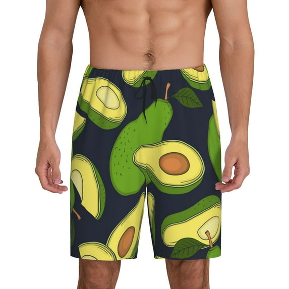 Easygdp Fresh Avocado Men's Short Pajama Pants, Sleep Shorts, Household Pants, Casual Pants with Pockets - 3X-Large