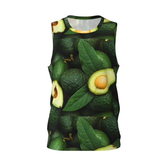 Easygdp Fresh Avocados Men's Mesh Basketball Jersey Quick Drying Sleeveless Shirts Fitted Muscle Tank Tops Sport Round Neck T-Shirt - X-Large