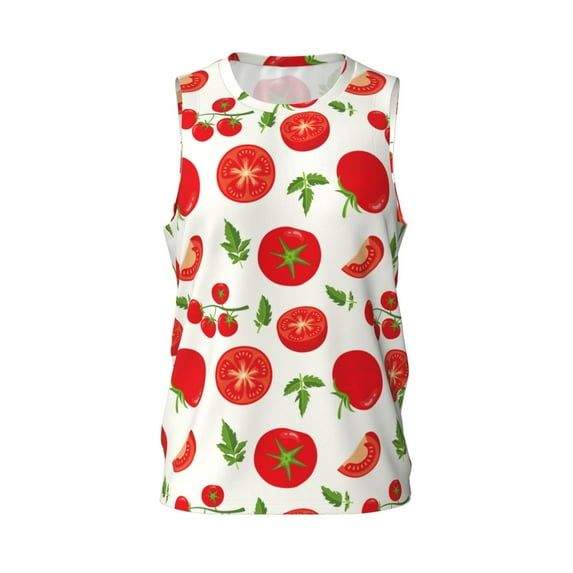 Easygdp Fresh Red Tomato Men's Mesh Basketball Jersey Quick Drying Sleeveless Shirts Fitted Muscle Tank Tops Sport Round Neck T-Shirt - Small