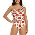 thumbnail image 1 of Easygdp Fresh Red Tomato Women's One Shoulder Ruffle Monokini Bathing Suits with Removable Chest Pad, Quick Drying - Small, 1 of 8