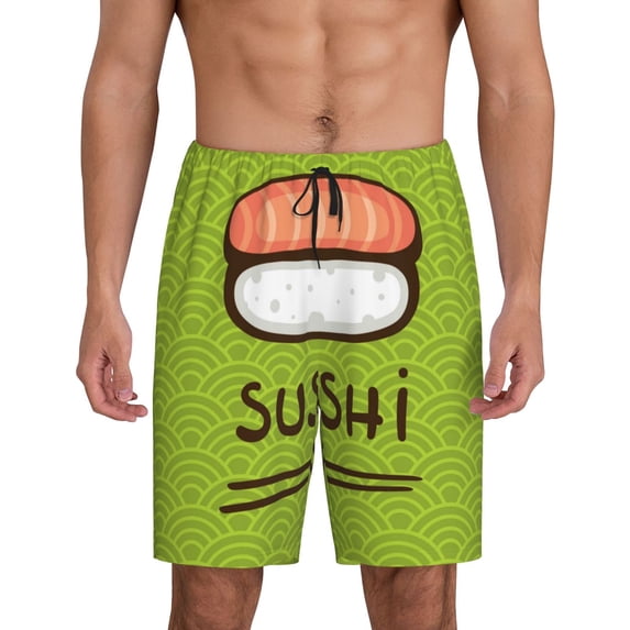 Easygdp Fresh Sushi Men's Short Pajama Pants, Sleep Shorts, Household Pants, Casual Pants with Pockets - 3X-Large