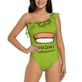 thumbnail image 1 of Easygdp Fresh Sushi Women's One Shoulder Ruffle Monokini Bathing Suits with Removable Chest Pad, Quick Drying - Medium, 1 of 8