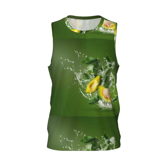 Easygdp Friut Avocado Men's Mesh Basketball Jersey Quick Drying Sleeveless Shirts Fitted Muscle Tank Tops Sport Round Neck T-Shirt - Medium
