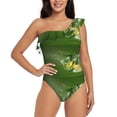 thumbnail image 1 of Easygdp Friut Avocado Women's One Shoulder Ruffle Monokini Bathing Suits with Removable Chest Pad, Quick Drying - Small, 1 of 8