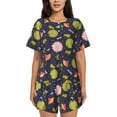 Easygdp Frog And Flowers Women's Pajama Set,Sleepwear with Buttoned Top