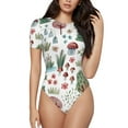 thumbnail image 1 of Easygdp Frog and Forest Plants Women's One-Piece Swimsuit Slim Fit Crew Neck Bodysuit Athletic Swimwear with Concealed Buckle - XX-Large, 1 of 9