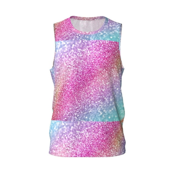 Easygdp Fun Rainbow Pink Men's Mesh Basketball Jersey Quick Drying Sleeveless Shirts Fitted Muscle Tank Tops Sport Round Neck T-Shirt - X-Large