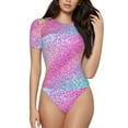 thumbnail image 1 of Easygdp Fun Rainbow Pink Women'S Waist-Cinching Short-Sleeved Onesie, Olastic Onesiet,Snaps At Bottom,Easy To Put On And Take Off - Xx-Large, 1 of 9