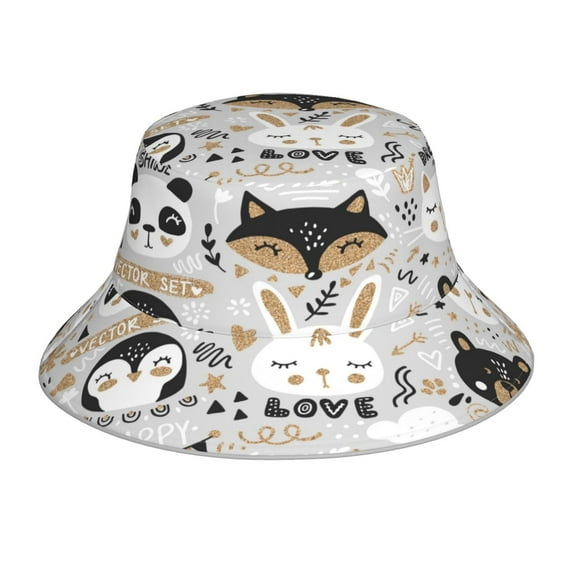 Easygdp Funny Animals Series Double-Sided Reflective Fisherman Hat,Sun Visor,Casual Hat,Fluorescent Hat,Suitable For Outdoor And Night Walking,Unisex