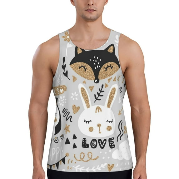 Easygdp Funny Animals Series Men's Tank Top, Sleeveless Muscle T Shirts, Breathable, Quick-Dry, Loose for Gym, Running, Fitness - 4X-Large