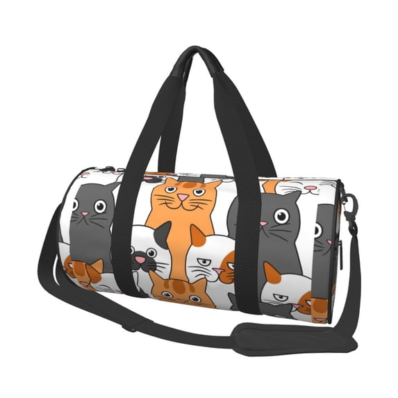 Easygdp Funny Cats Travel Bag, Camping, Weekend, Carry On Overnight Duffel Bag with Shoulder Strap