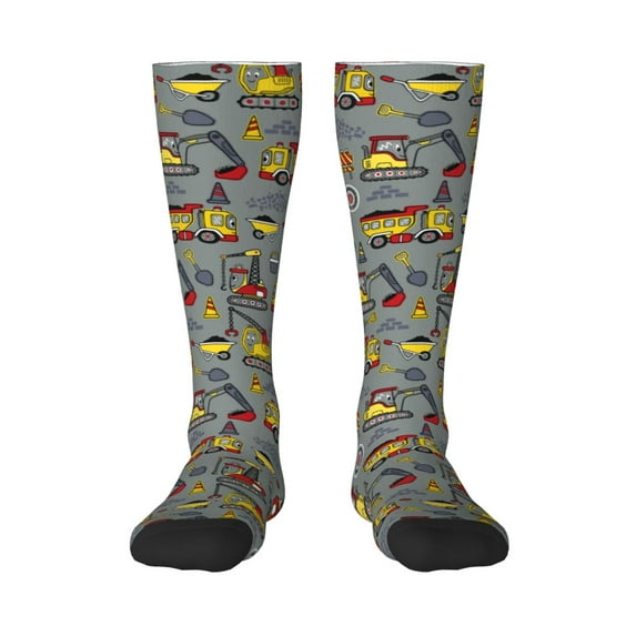 Easygdp Funny Construction Soccer Socks Sport Knee High Socks Calf Compression Athletic Socks for Men and Women