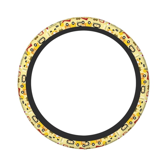 Easygdp Funny Construction Vehicles Elastic Steering Wheel Cover, Auto Accessories, Fit Suvs, Vans,Cars, Trucks -15 inch