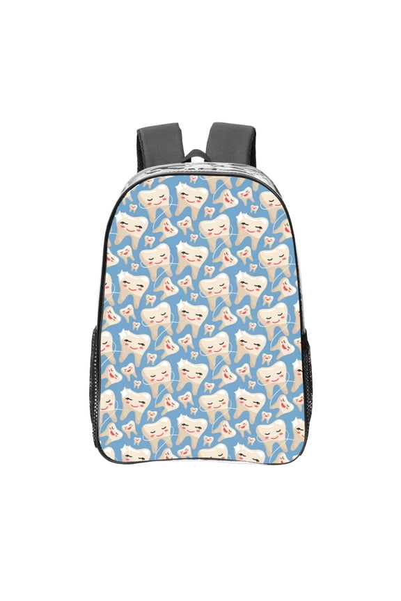 Funny Cute Healthy Teeth Clear Backpack, Transparent Bookbag for School for Women Men, Capacity Clear Bag for College, Travel