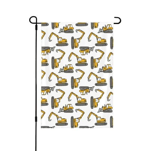 Easygdp Funny Excavator Garden Flag Yard Flag Welcome Flag, Double-Sided, Weather Resistant for Outdoor Decor -