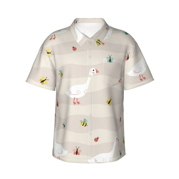 Easygdp Funny Goose1 Men's Hawaiian Shirts Print Lapel Short Sleeve for Beach, vacation, party, casual occasions - XX-Large