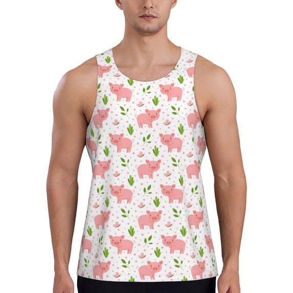 Easygdp Funny Little Pigs Men's Tank Top, Sleeveless Muscle T Shirts, Breathable, Quick-Dry, Loose for Gym, Running, Fitness - Medium