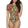 thumbnail image 1 of Easygdp Funny Owl Bird Women's One-Piece Swimsuit Slim Fit Crew Neck Bodysuit Athletic Swimwear with Concealed Buckle - Small, 1 of 9
