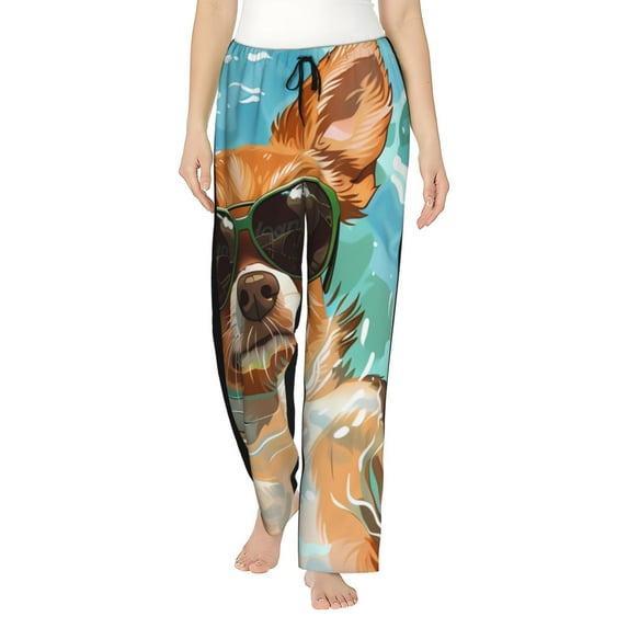 Easygdp Funny Swimming Chihuahua Women's Drawstring Pajama Pants | Lounge Joggers Sweatpants | Comfy Sleepwear | Yoga Pants-Medium