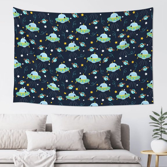 Easygdp Galaxy With Ufo Tapestry Wall Hanging, Wall Tapestries for Bedroom Aesthetic Living Room Office Decor 60x40in