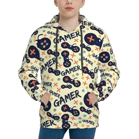 Easygdp Game Controller Boys Hoodie Kids Sweatshirt Youth Pullover With Hood-Large