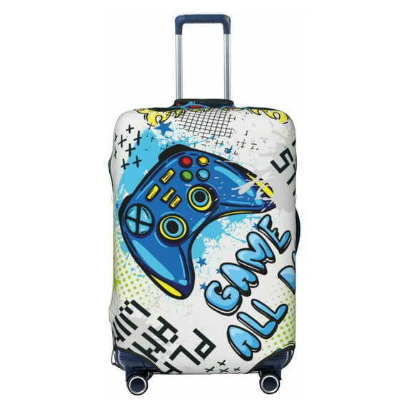 Easygdp Game All Day Print Elastic and Washable Suitcase Protective Cover with Hidden Zipper Fits 18-32 inch Luggage -Large