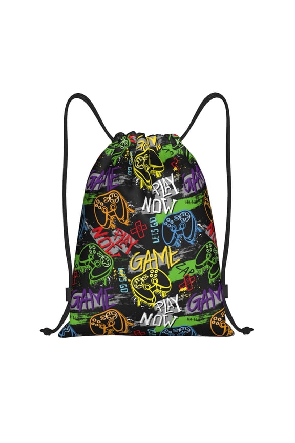 Game Joysticks Drawstring Backpack, Beach Sackpack, Travel Sackpack Lightweight for Sports, Gym, Travel, Swimming - Small