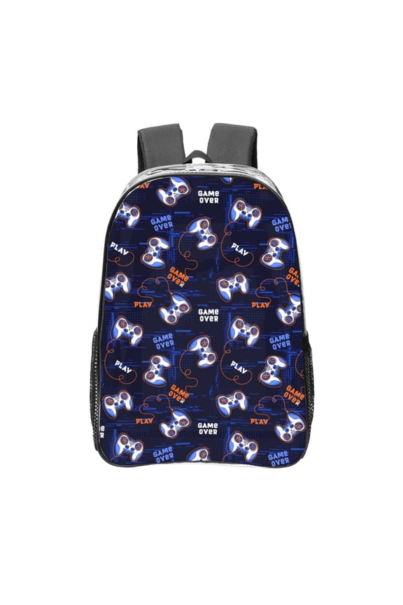 Game Pads Clear Backpack, Transparent Bookbag for School for Women Men, Capacity Clear Bag for College, Travel