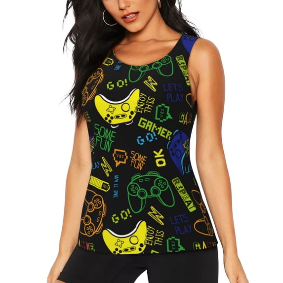 Easygdp Game Play Women's Workout Tank Top, Running Top, Hiking Shirt, Quick-Dry for Running, Yoga, Hiking - Medium
