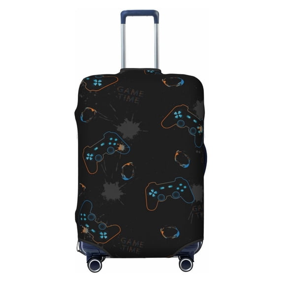 Easygdp Game Time Double-Sided Printed Elastic Suitcase Protective Cover,Invisible Zipper, Business Trip Luggage Cases,Washable And Resistant To Falling -Medium