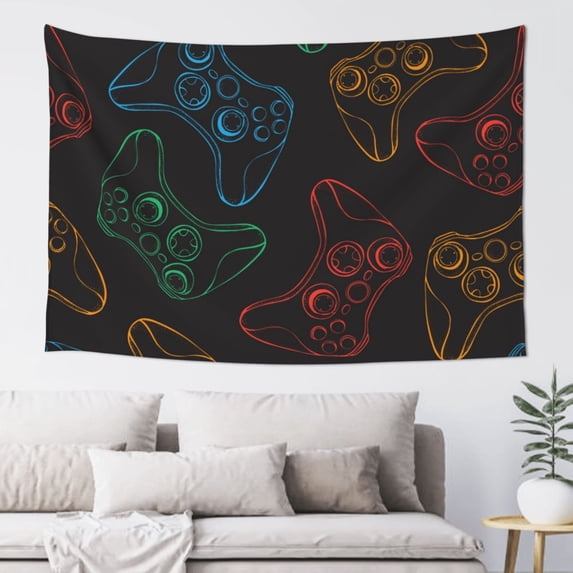 Easygdp Gamepad Joystick Game Tapestry Wall Hanging, Wall Tapestries for Bedroom Aesthetic Living Room Office Decor 60x40in