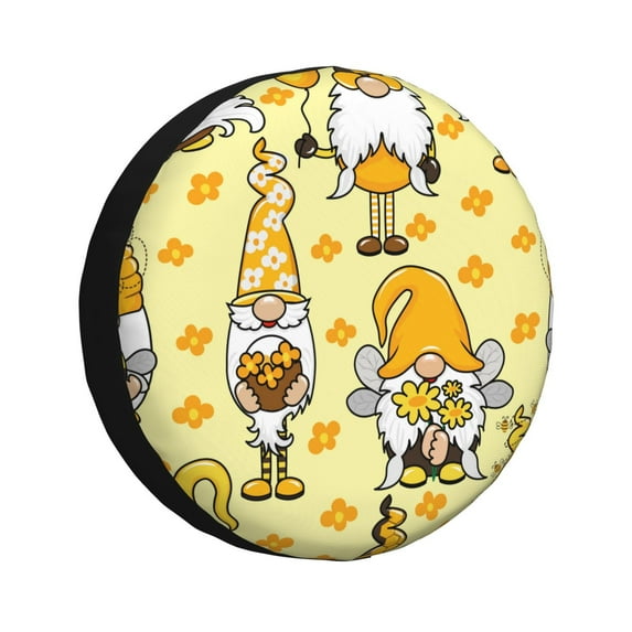 Easygdp Garden Honeybee Gnomes Wheel Sun Guard, Spare Tire Cover,Universal Trailer Suv Truck Camper Travel,Easy To Install And Remove -16 Inch