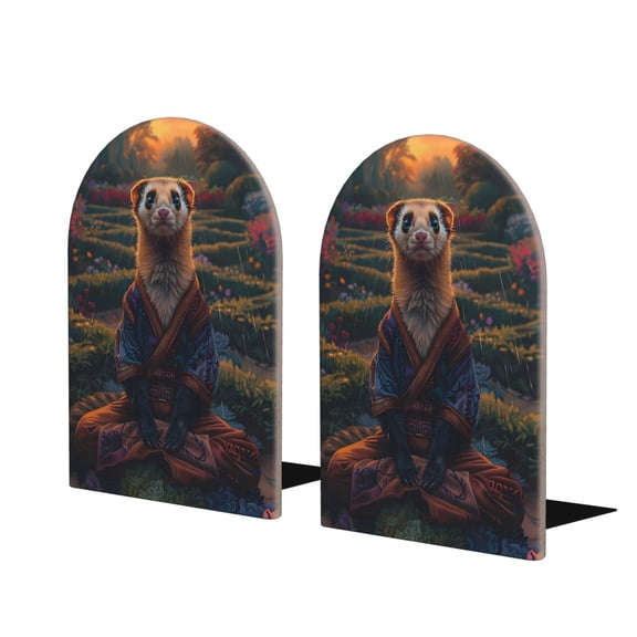 Easygdp Garden Meditating Weasel 2 Pcs Bookend Large Capacity Office Book Ends for Home Office Library School Study Decoration