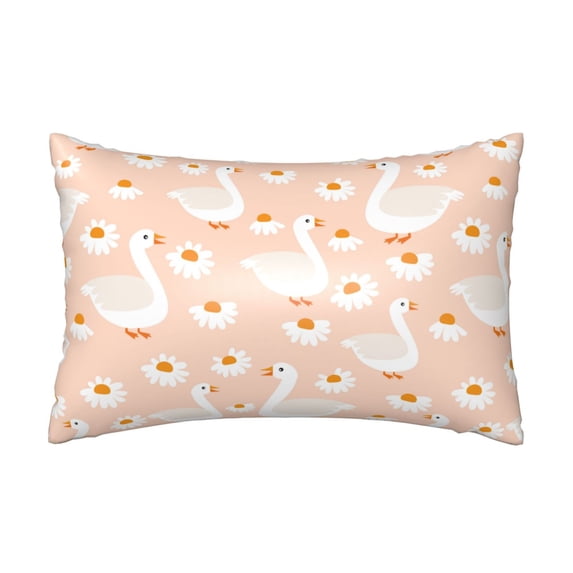 Easygdp Geese and Flower Pillowcase 20×30 inches, Throw Pillowcase with Invisible Zipper for Bedroom, Sofa, Office