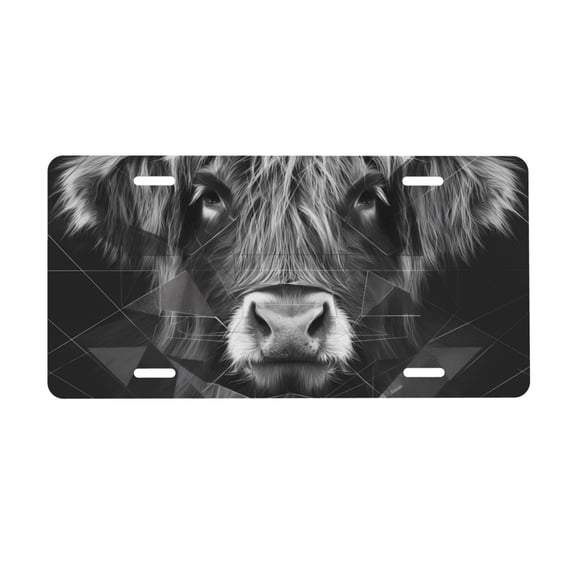 Easygdp Geometric Bull Design License Plate Car Front License Plate Car Decoration Car Accessories Front Tag Plate Standard Size