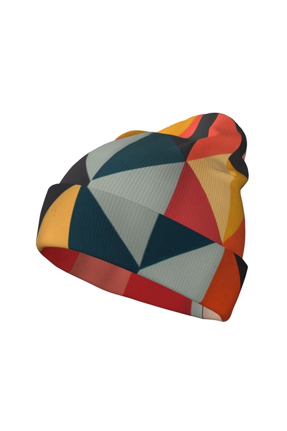 Geometric Cube Pattern Art Winter Beanie for Men Women Beanie Knit Hat Cuffed Cap Beanie Knit Chunky Snow Cap