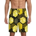 thumbnail image 1 of Easygdp Geometric Pattern with Bee Men's Short Pajama Pants, Sleep Shorts, Household Pants, Casual Pants with Pockets - Medium, 1 of 9