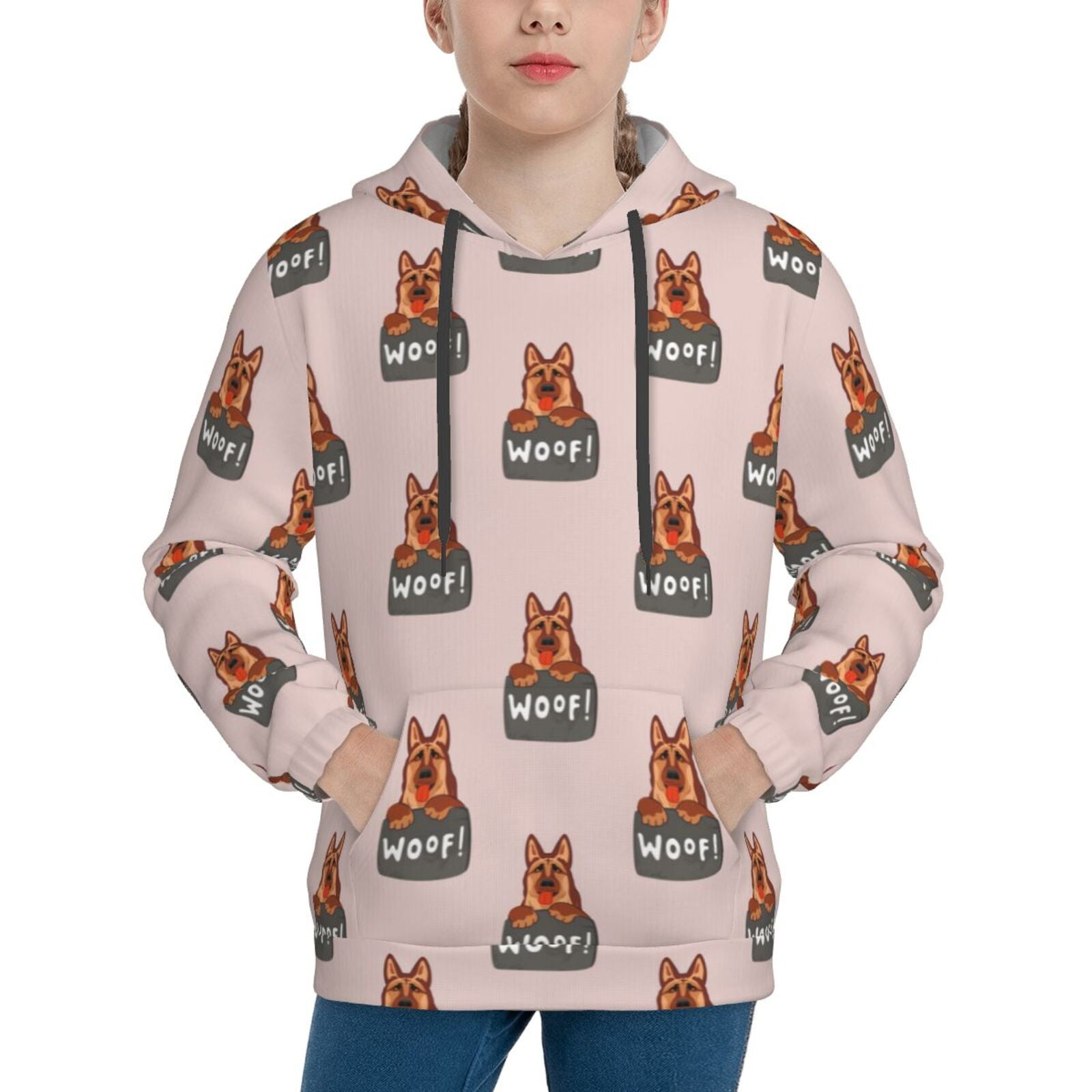 German Shepherd Print Pattern Men Pullover Hoodie