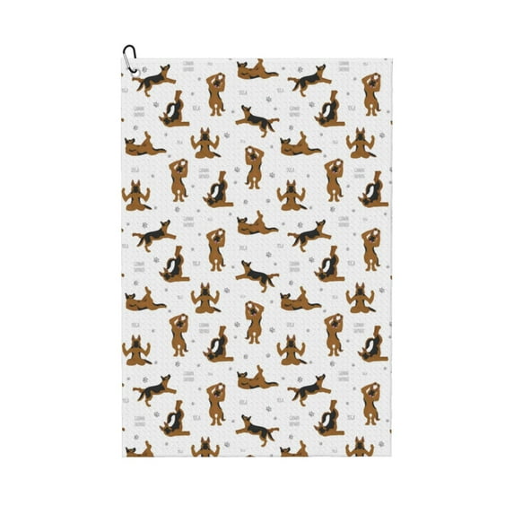 Easygdp German Shepherd Dog Golf Towel 24x16in for Men and Women with Carabiner Clip for Easy Attachment