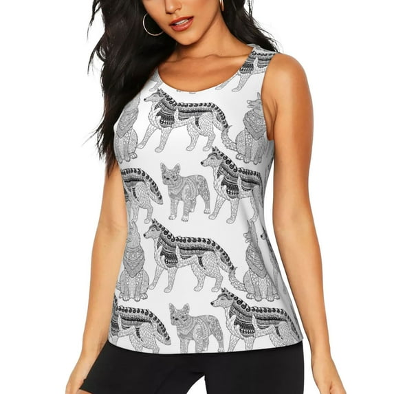 Easygdp German Shepherd Dog Women's Workout Tank Top, Running Top, Hiking Shirt, Quick-Dry for Running, Yoga, Hiking - Small